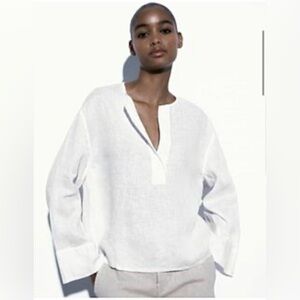 ZARA 100% Linen White shirt - NEW WITH TAG